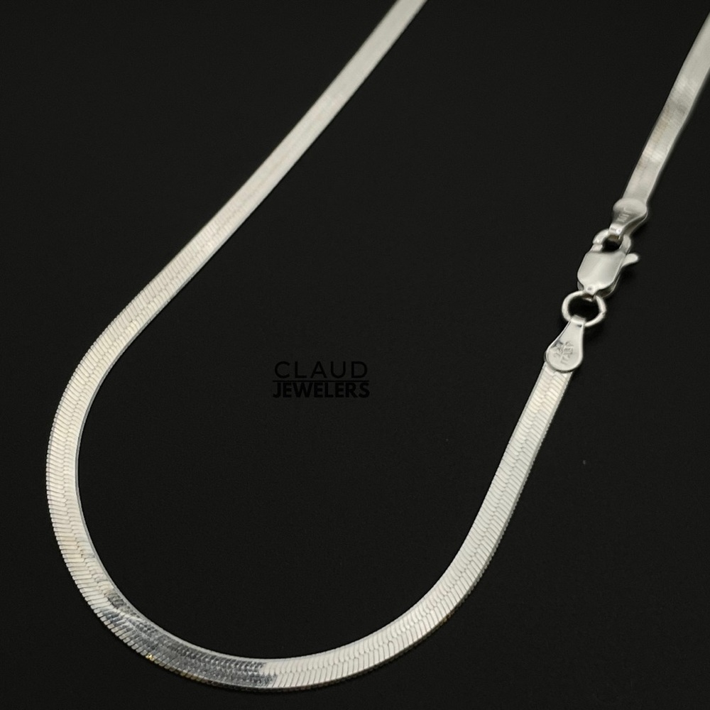 925 Sterling Silver Herringbone Necklace, Flex Layering Chain, 22” 5.5mm new.
